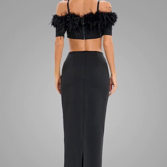 JESSICA BARA VANYA CUT OUT FEATHER MAXI DRESS - Picture 7 of 8